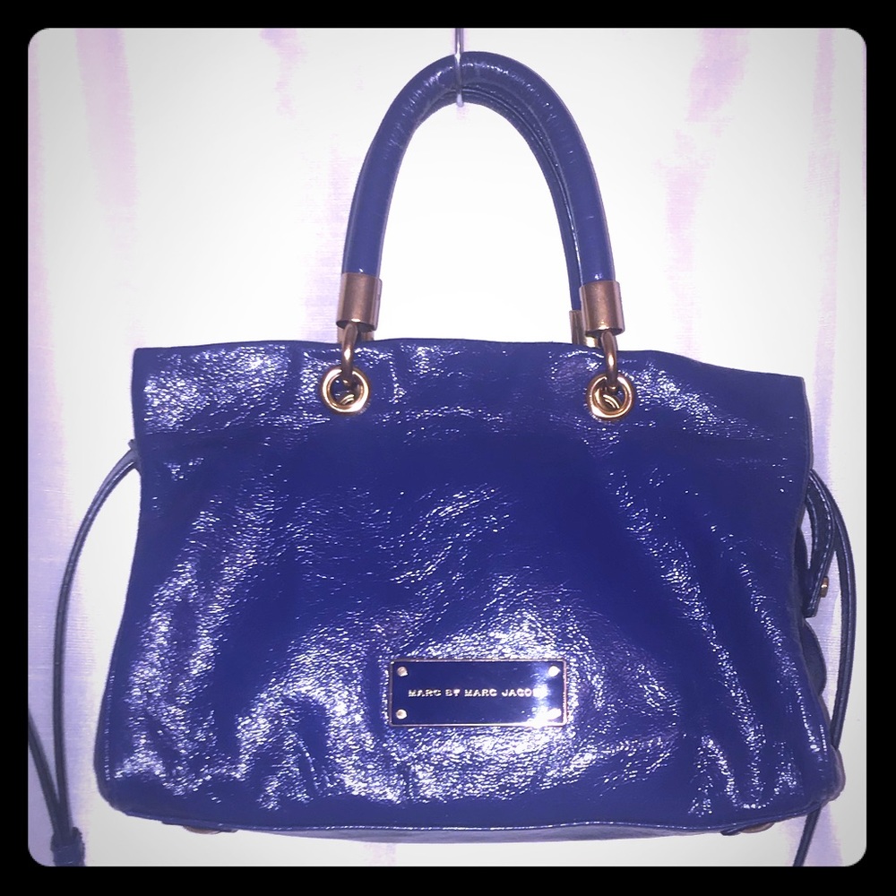 Marc Jacobs Blue Patent Leather Bag Gold Hardware